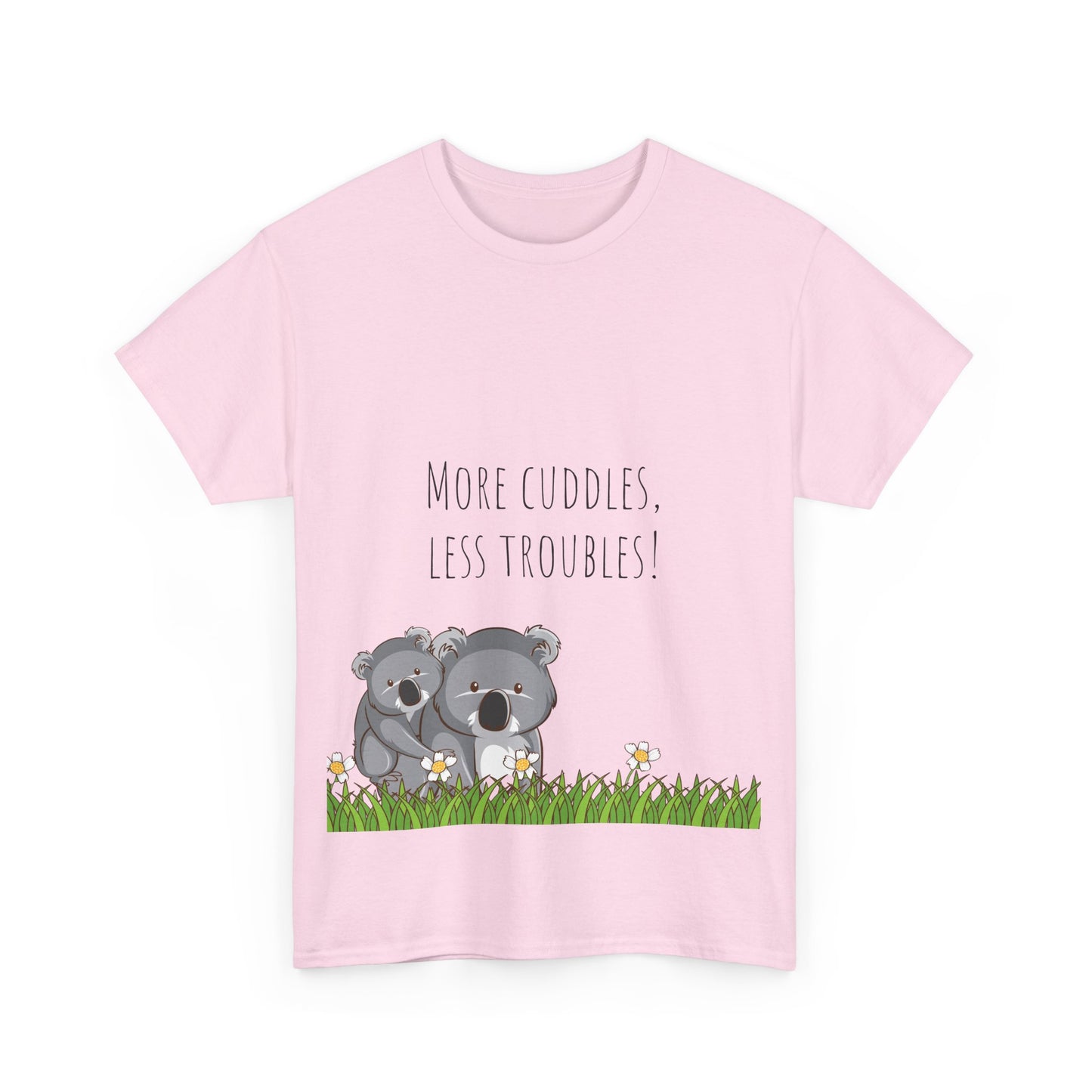 More Cuddles Less Troubles T-Shirt grappige, woordspeling Premium T-shirt, shirt grappige, shirt knuffelgrap, shirt minder problemen
