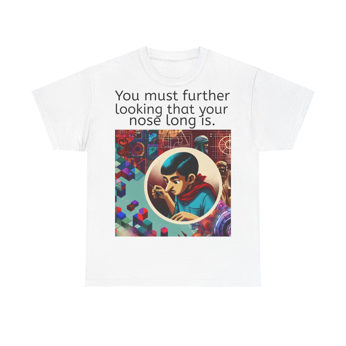 Grappige Unisex Katoenen T-Shirt - Looking further nose long - Pun Funny Dutch Shirt Language Gift Idea Leuk