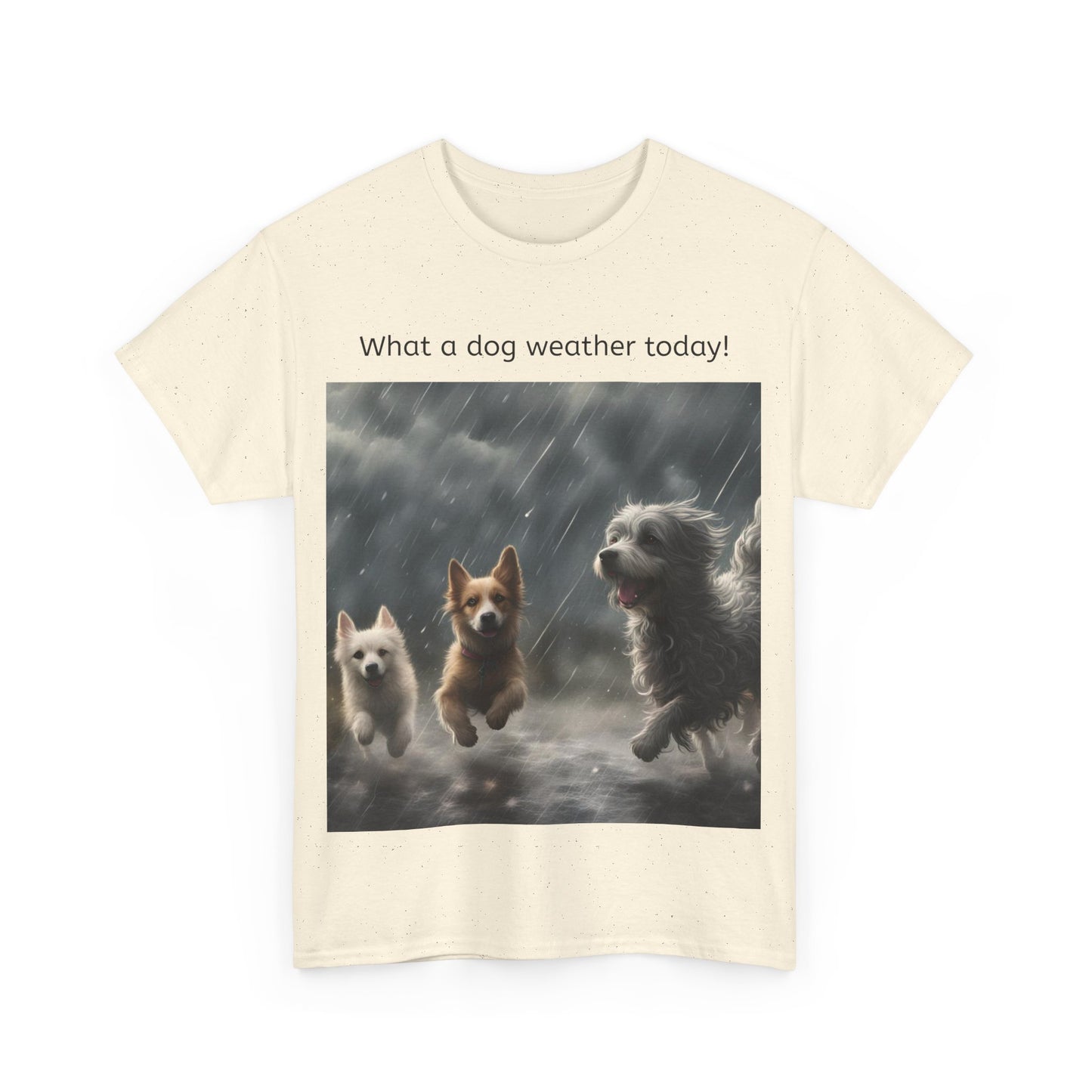 Grappige Unisex Katoenen T-Shirt - What a dog weather today! - Pun Funny Dutch Shirt Language Gift Idea