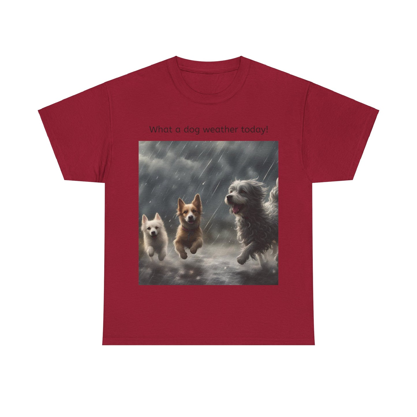 Grappige Unisex Katoenen T-Shirt - What a dog weather today! - Pun Funny Dutch Shirt Language Gift Idea