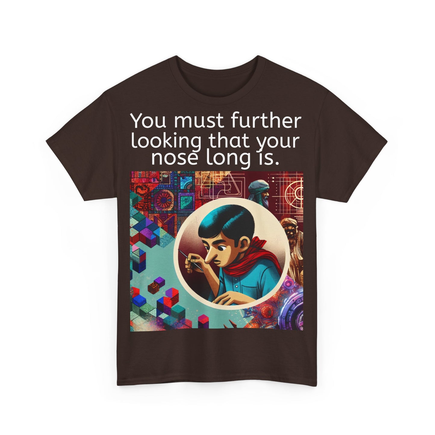 Grappige Unisex Katoenen T-Shirt - Looking further nose long - Pun Funny Dutch Shirt Language Gift Idea Leuk