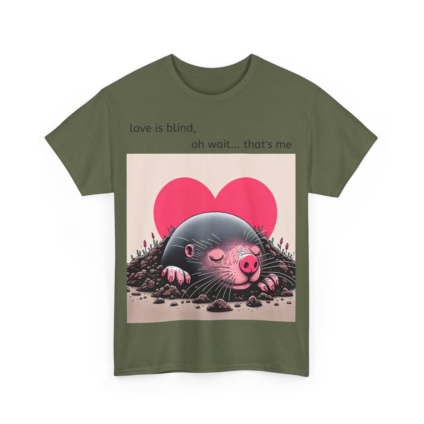 Grappige Unisex Katoenen T-Shirt - Love is blind - Pun Funny Dutch Shirt Language Gift Idea Valentines Day Love Joke Funny Valentijnsdag