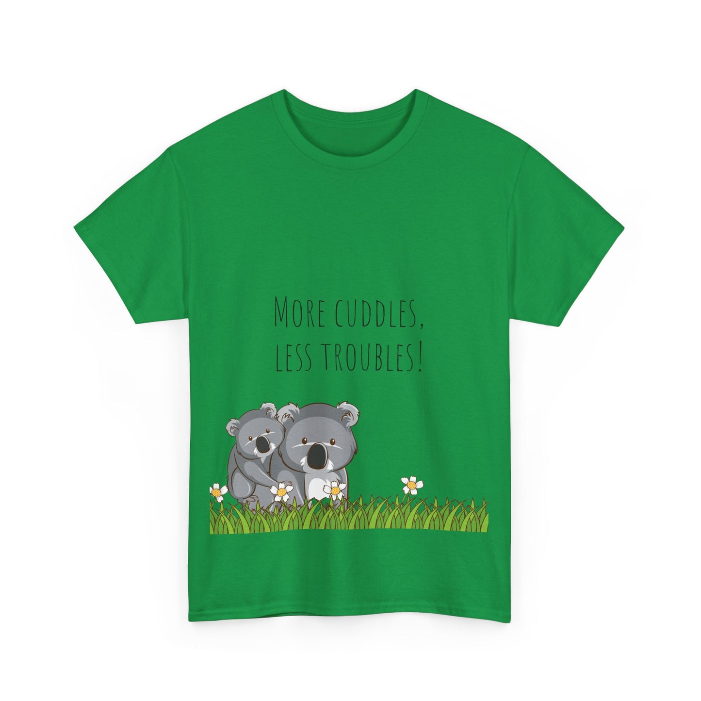 More Cuddles Less Troubles T-Shirt grappige, woordspeling Premium T-shirt, shirt grappige, shirt knuffelgrap, shirt minder problemen