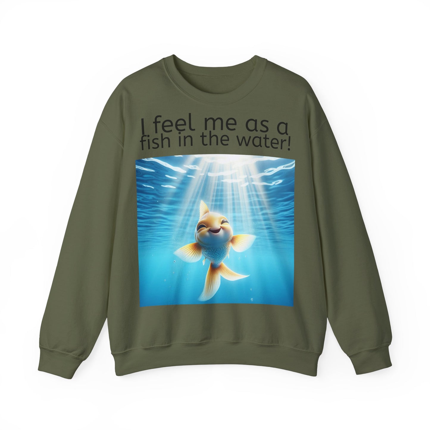 Grappige Unisex Sweatshirt Trui - Fish in the water - Pun Funny Dutch Sweatshirt Language Gift Idea Leuk Vis Water Cadeau Idee