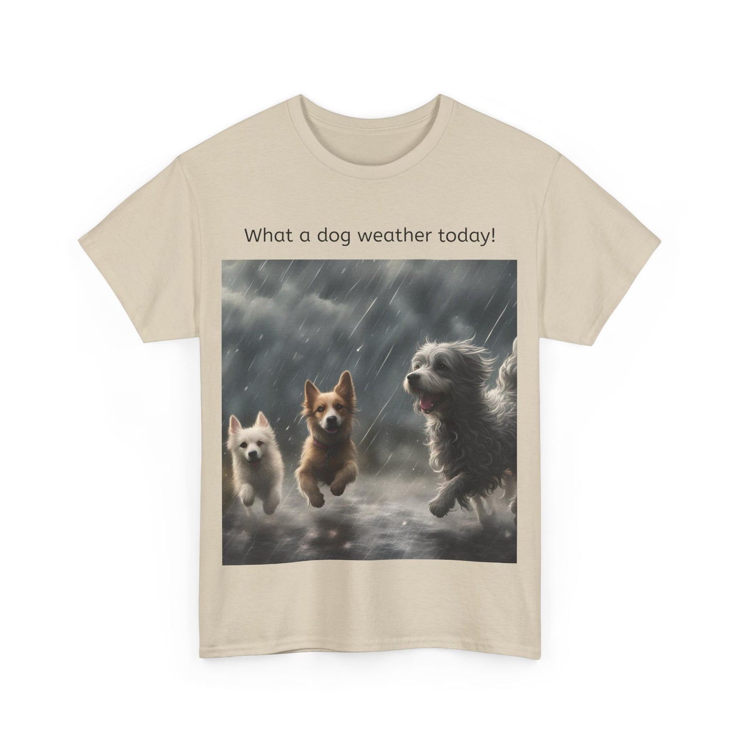 Grappige Unisex Katoenen T-Shirt - What a dog weather today! - Pun Funny Dutch Shirt Language Gift Idea