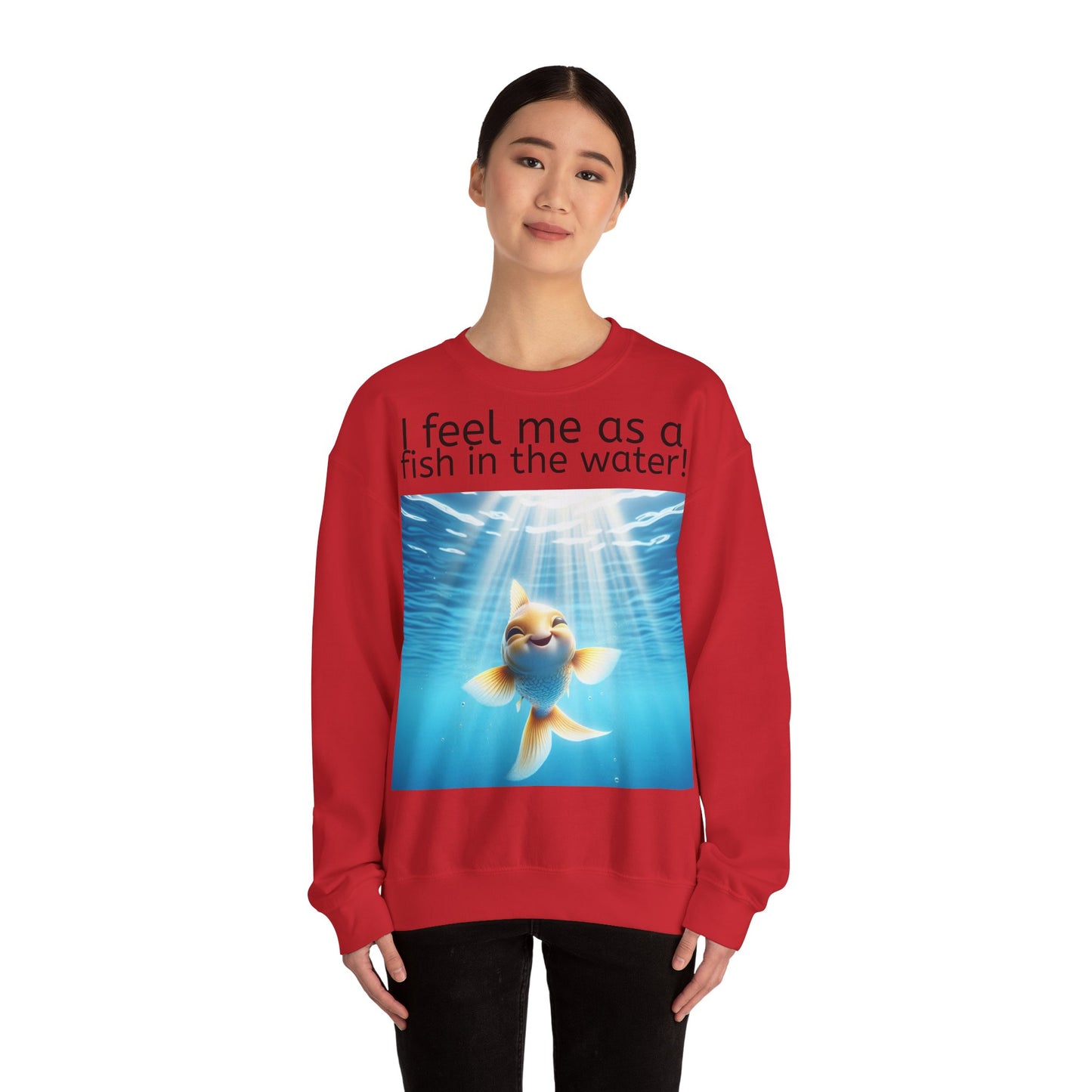 Grappige Unisex Sweatshirt Trui - Fish in the water - Pun Funny Dutch Sweatshirt Language Gift Idea Leuk Vis Water Cadeau Idee