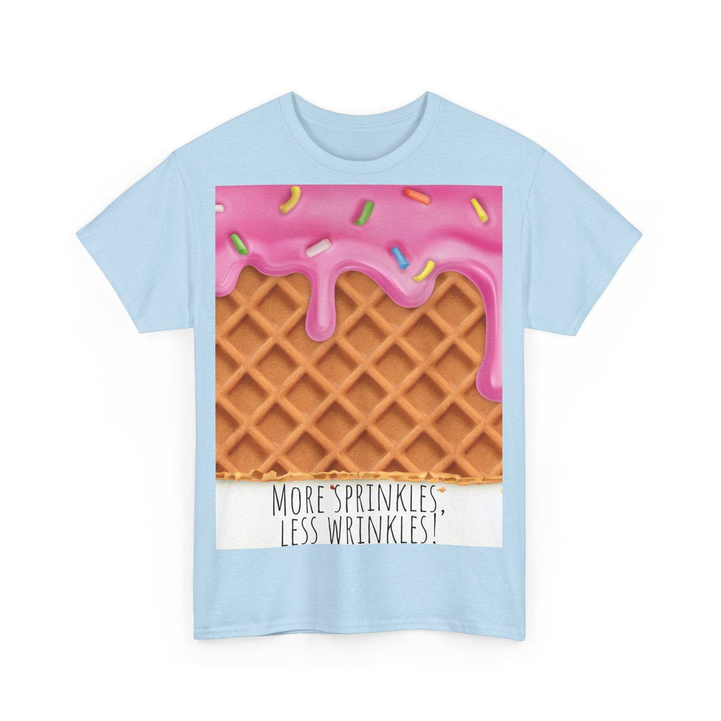 More Sprinkles Less Wrinkles Grappige woordspeling Premium T-shirt, shirt grappige woordspeling, shirt strooiselgrap, shirt minder rimpels