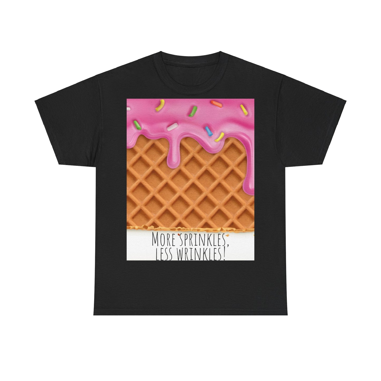 More Sprinkles Less Wrinkles Grappige woordspeling Premium T-shirt, shirt grappige woordspeling, shirt strooiselgrap, shirt minder rimpels
