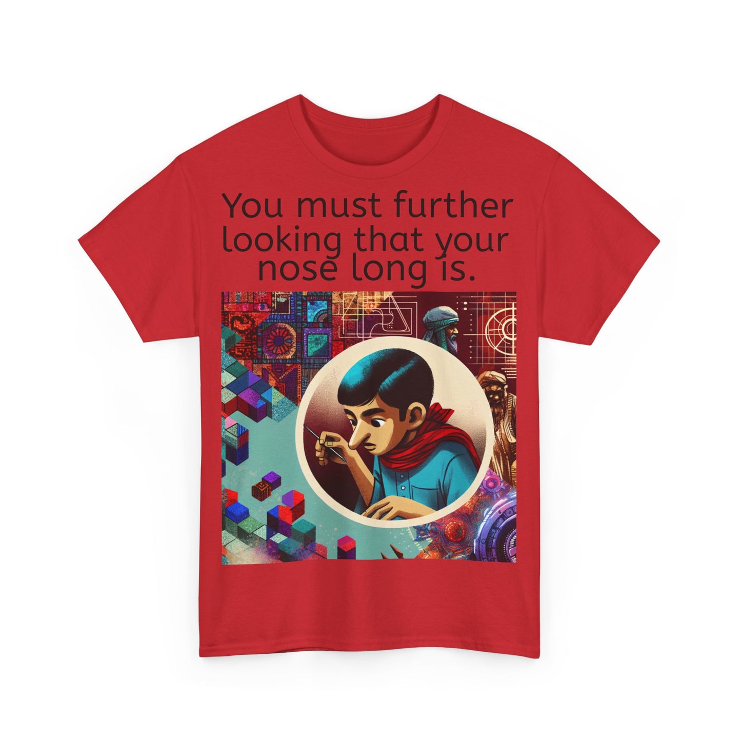 Grappige Unisex Katoenen T-Shirt - Looking further nose long - Pun Funny Dutch Shirt Language Gift Idea Leuk