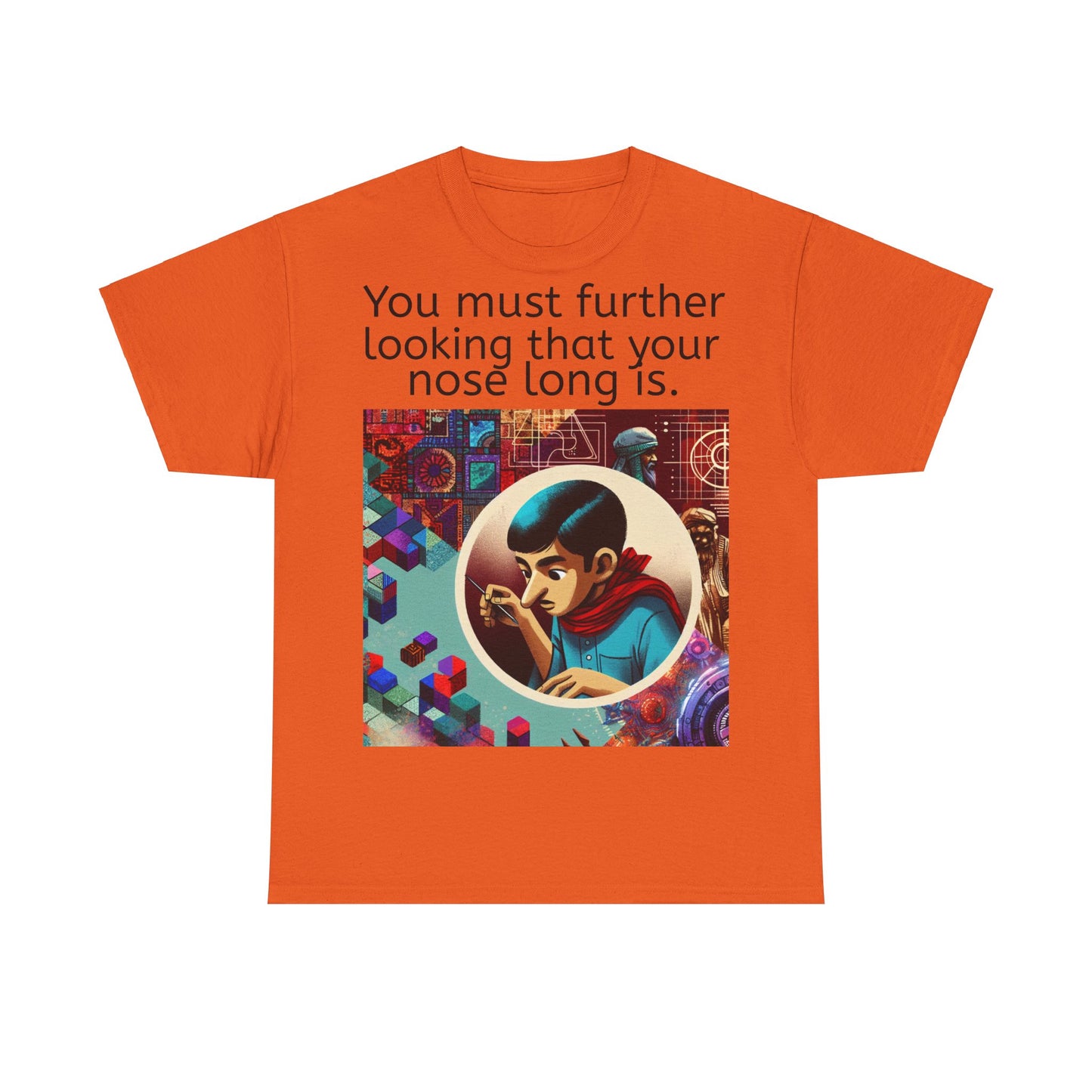Grappige Unisex Katoenen T-Shirt - Looking further nose long - Pun Funny Dutch Shirt Language Gift Idea Leuk