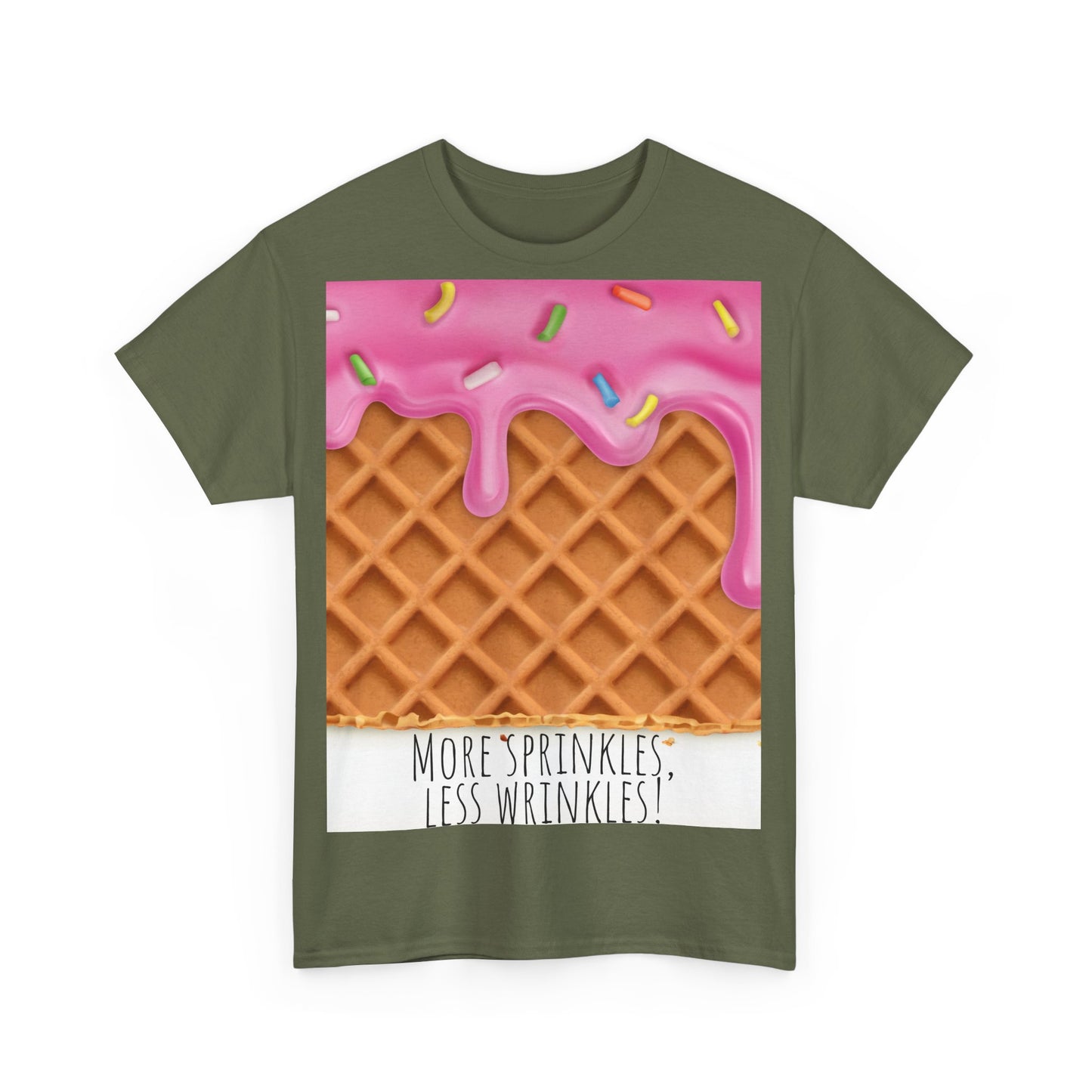 More Sprinkles Less Wrinkles Grappige woordspeling Premium T-shirt, shirt grappige woordspeling, shirt strooiselgrap, shirt minder rimpels