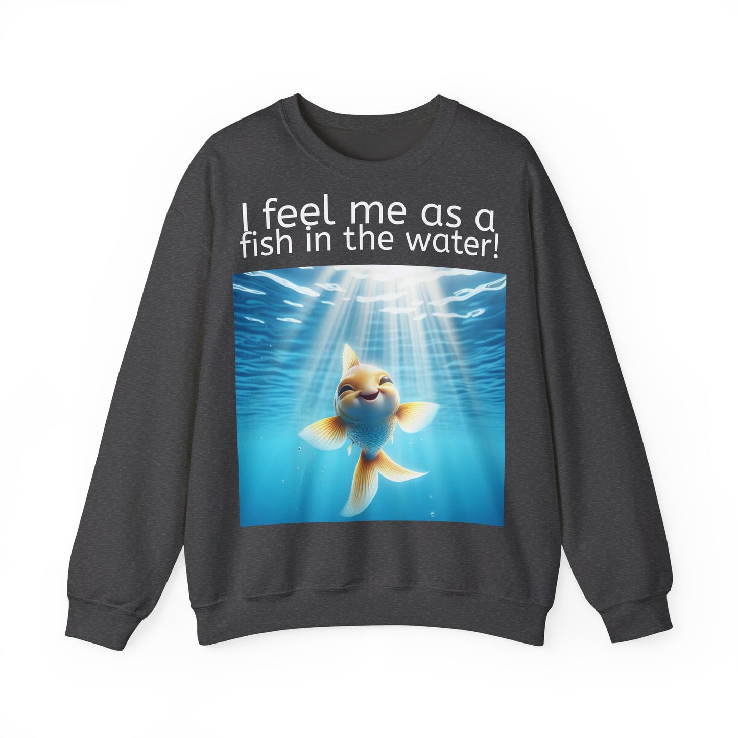 Grappige Unisex Sweatshirt Trui - Fish in the water - Pun Funny Dutch Sweatshirt Language Gift Idea Leuk Vis Water Cadeau Idee