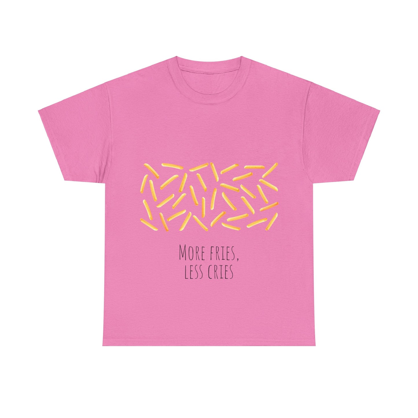 More Fries Less Cries T-Shirt grappige, woordspeling Premium T-shirt, shirt grappige, shirt food grap shirt minder problemen