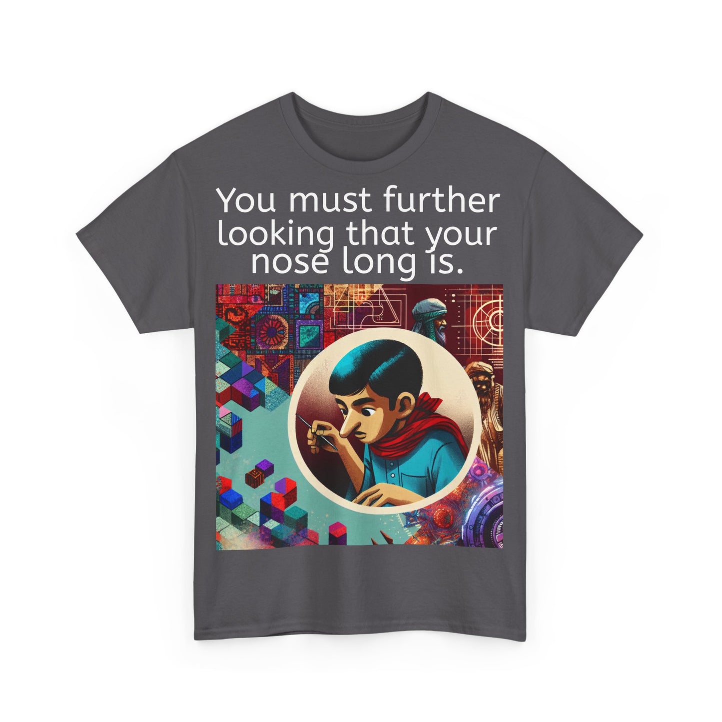 Grappige Unisex Katoenen T-Shirt - Looking further nose long - Pun Funny Dutch Shirt Language Gift Idea Leuk