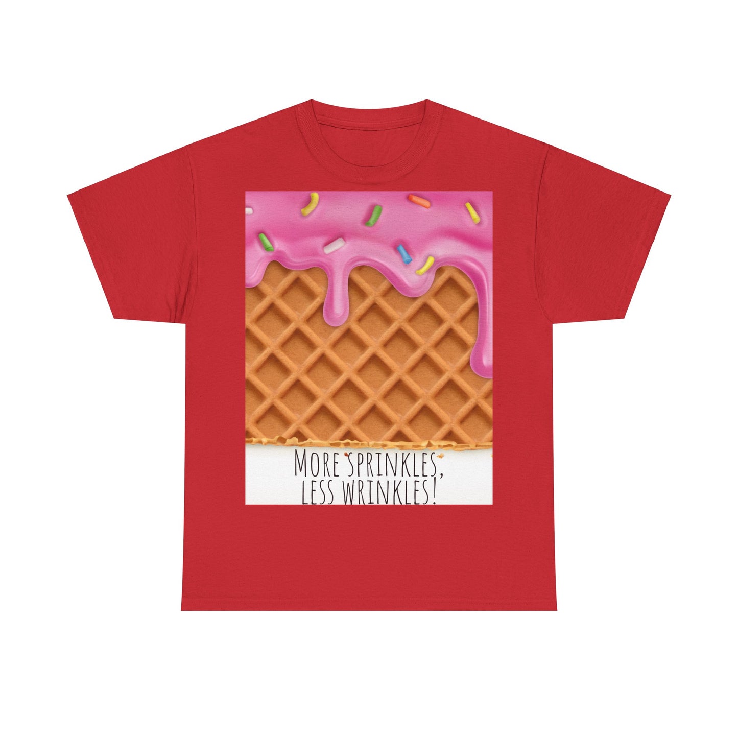 More Sprinkles Less Wrinkles Grappige woordspeling Premium T-shirt, shirt grappige woordspeling, shirt strooiselgrap, shirt minder rimpels