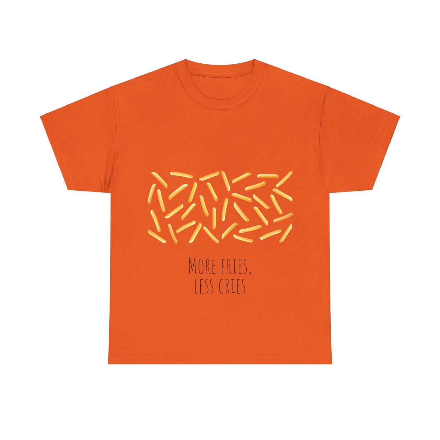 More Fries Less Cries T-Shirt grappige, woordspeling Premium T-shirt, shirt grappige, shirt food grap shirt minder problemen