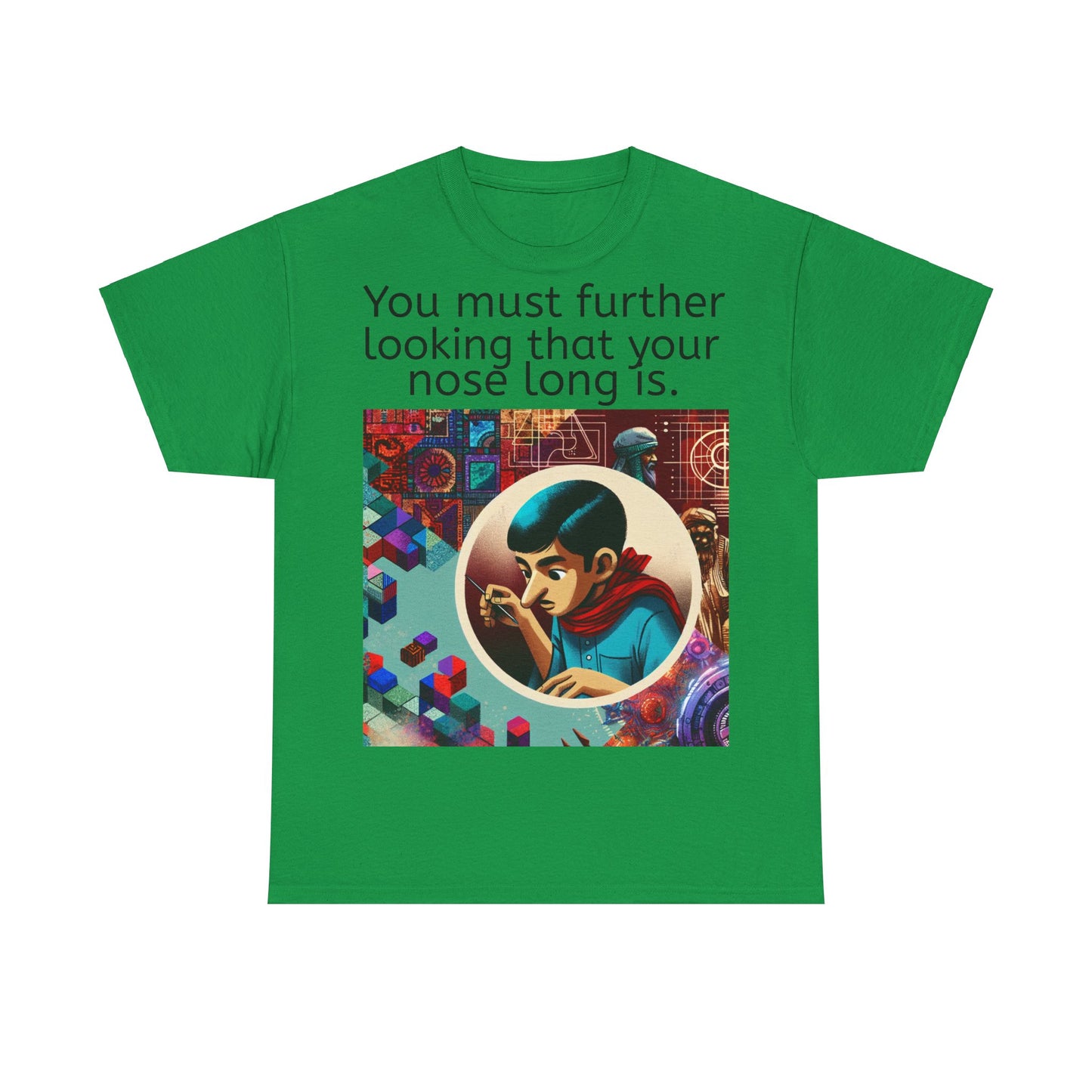 Grappige Unisex Katoenen T-Shirt - Looking further nose long - Pun Funny Dutch Shirt Language Gift Idea Leuk