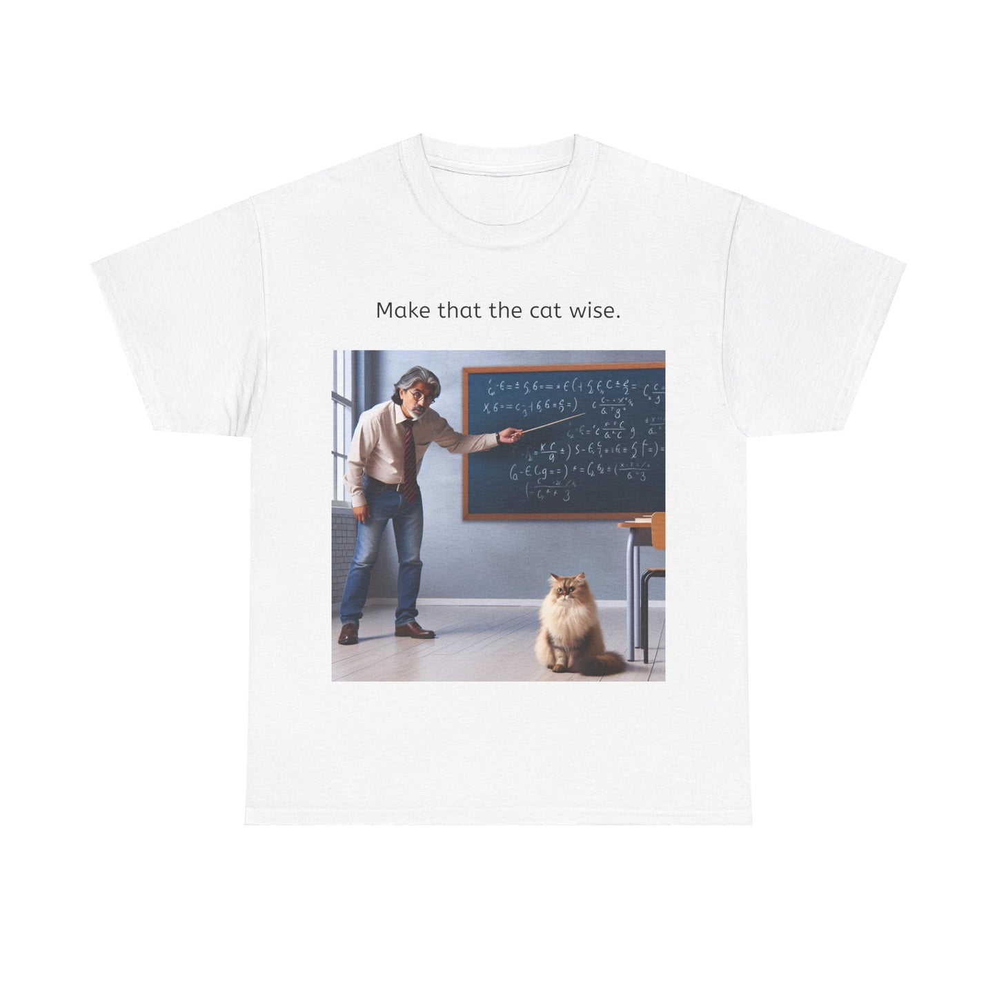 Grappige Unisex Katoenen T-Shirt - Make that the cat wise - Pun Funny Dutch Shirt Language Gift Idea