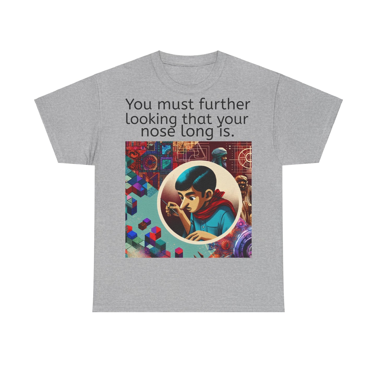 Grappige Unisex Katoenen T-Shirt - Looking further nose long - Pun Funny Dutch Shirt Language Gift Idea Leuk