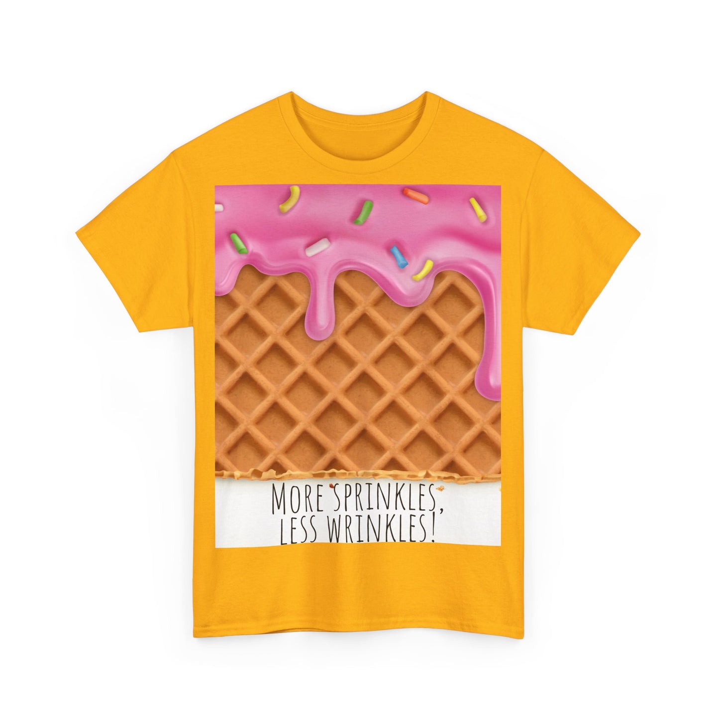 More Sprinkles Less Wrinkles Grappige woordspeling Premium T-shirt, shirt grappige woordspeling, shirt strooiselgrap, shirt minder rimpels