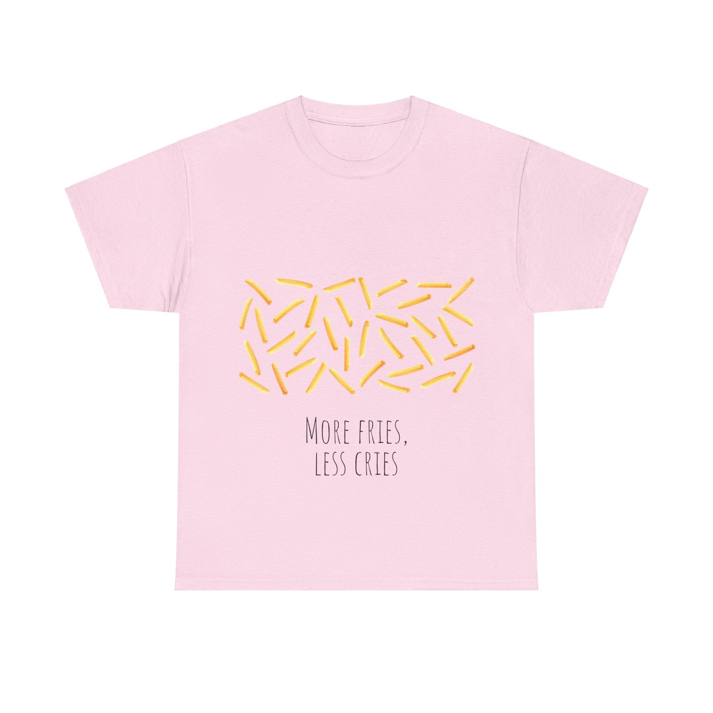 More Fries Less Cries T-Shirt grappige, woordspeling Premium T-shirt, shirt grappige, shirt food grap shirt minder problemen