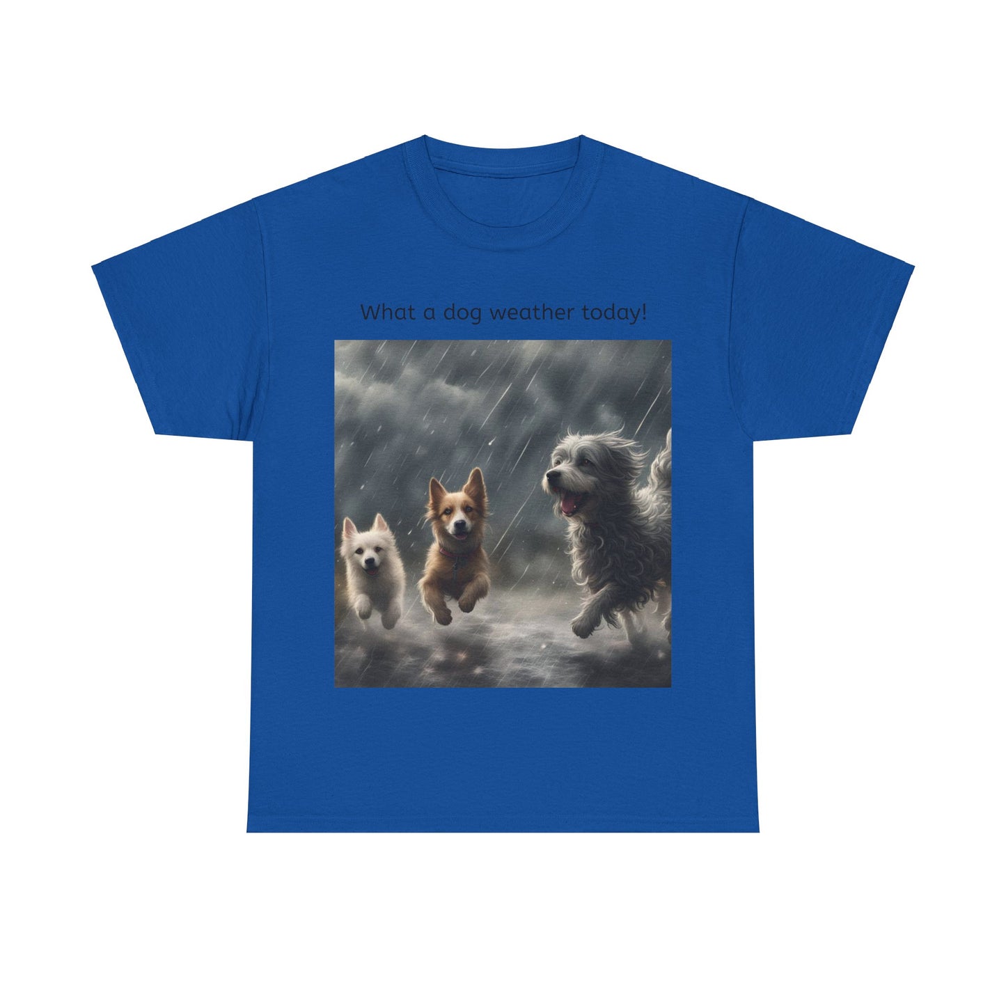 Grappige Unisex Katoenen T-Shirt - What a dog weather today! - Pun Funny Dutch Shirt Language Gift Idea