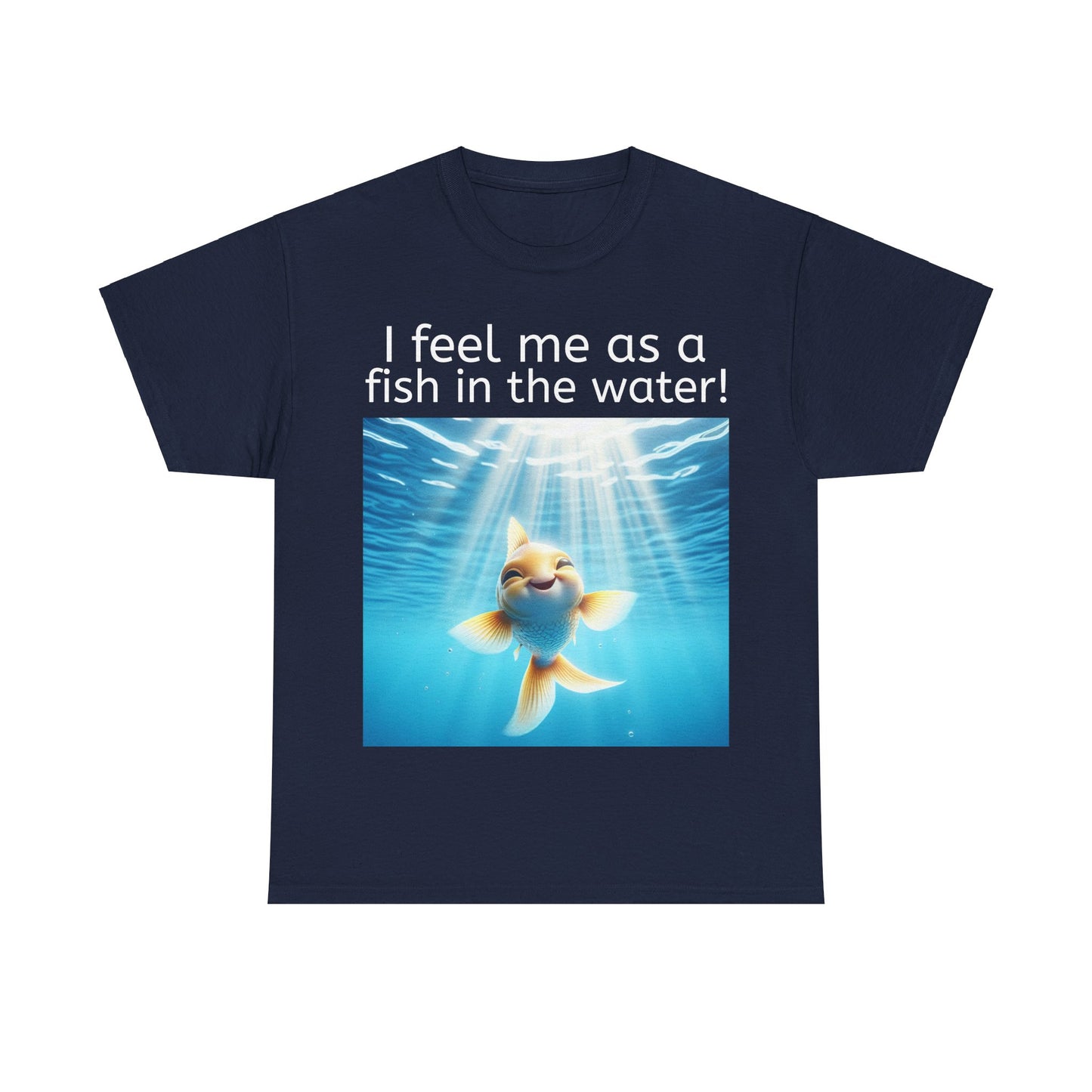 Grappige Unisex Katoenen T-Shirt - Fish in the water - Pun Funny Dutch Shirt Language Gift Idea Leuk