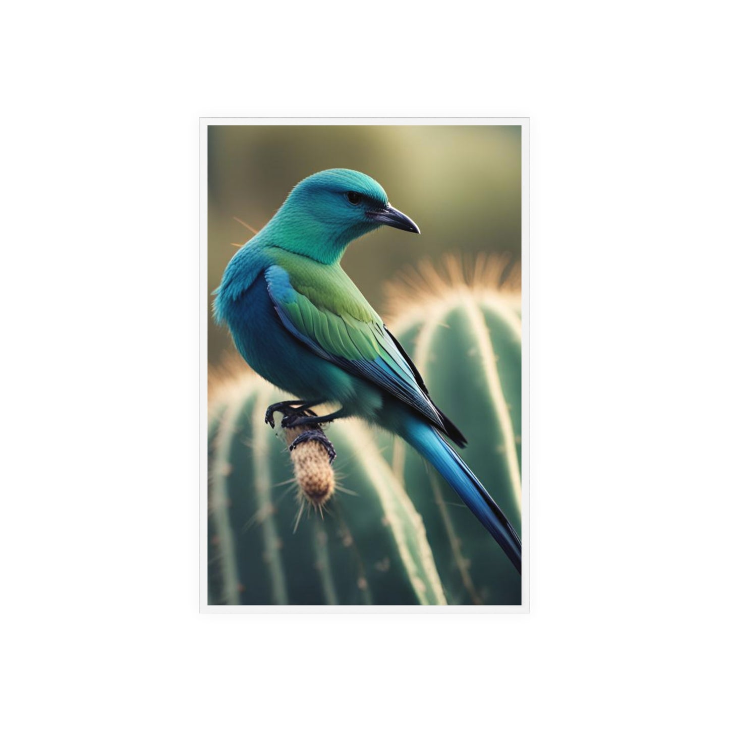 Acrylic Sign, Natural Bird Cacti Design, Home Office Decor Trend, Beautiful Country Style, Gift, Desk, Bureau Cadeu Idee Vogel Cactus
