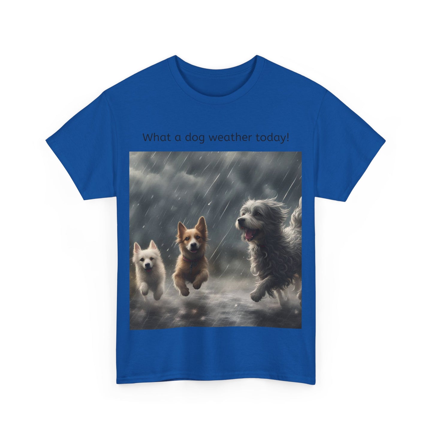 Grappige Unisex Katoenen T-Shirt - What a dog weather today! - Pun Funny Dutch Shirt Language Gift Idea