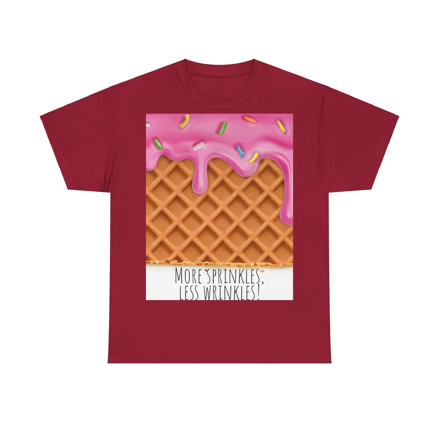 More Sprinkles Less Wrinkles Grappige woordspeling Premium T-shirt, shirt grappige woordspeling, shirt strooiselgrap, shirt minder rimpels