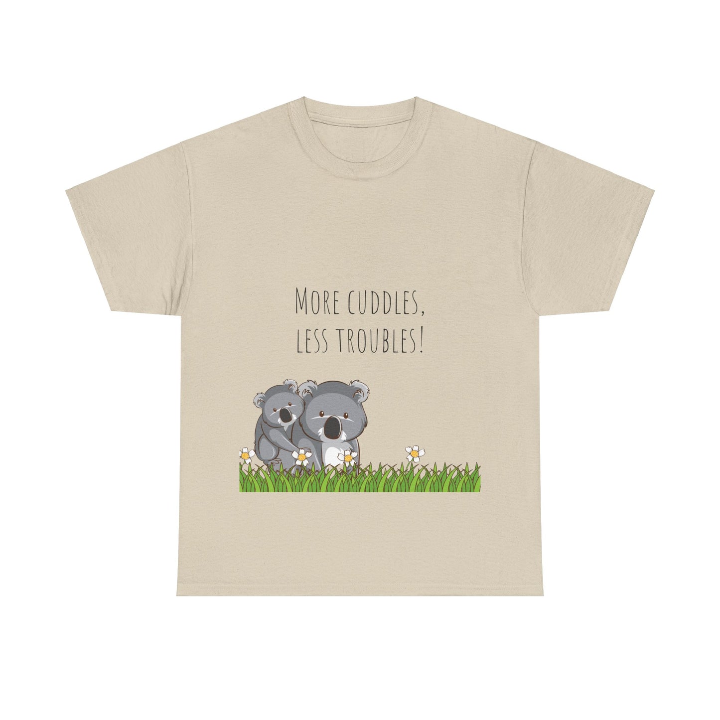 More Cuddles Less Troubles T-Shirt grappige, woordspeling Premium T-shirt, shirt grappige, shirt knuffelgrap, shirt minder problemen
