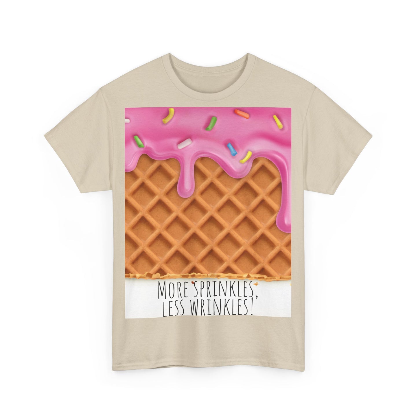 More Sprinkles Less Wrinkles Grappige woordspeling Premium T-shirt, shirt grappige woordspeling, shirt strooiselgrap, shirt minder rimpels