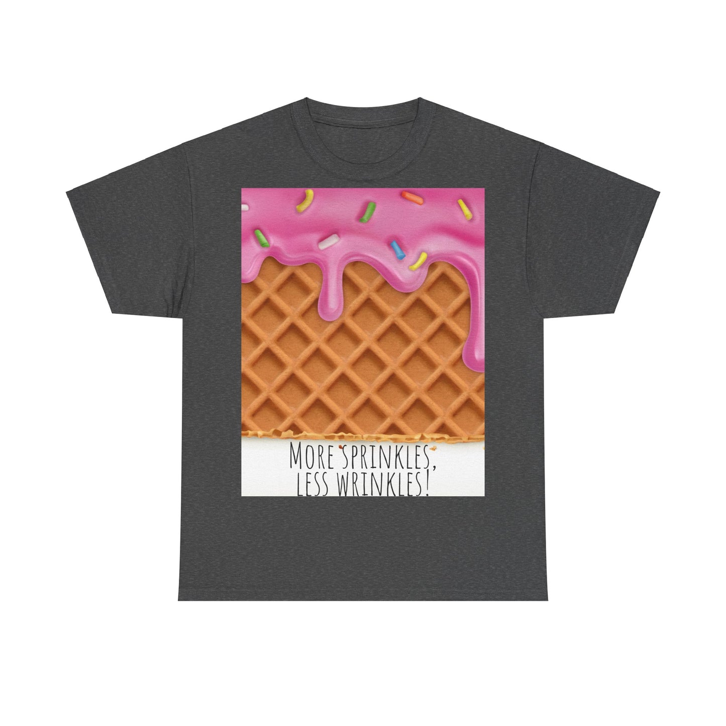 More Sprinkles Less Wrinkles Grappige woordspeling Premium T-shirt, shirt grappige woordspeling, shirt strooiselgrap, shirt minder rimpels