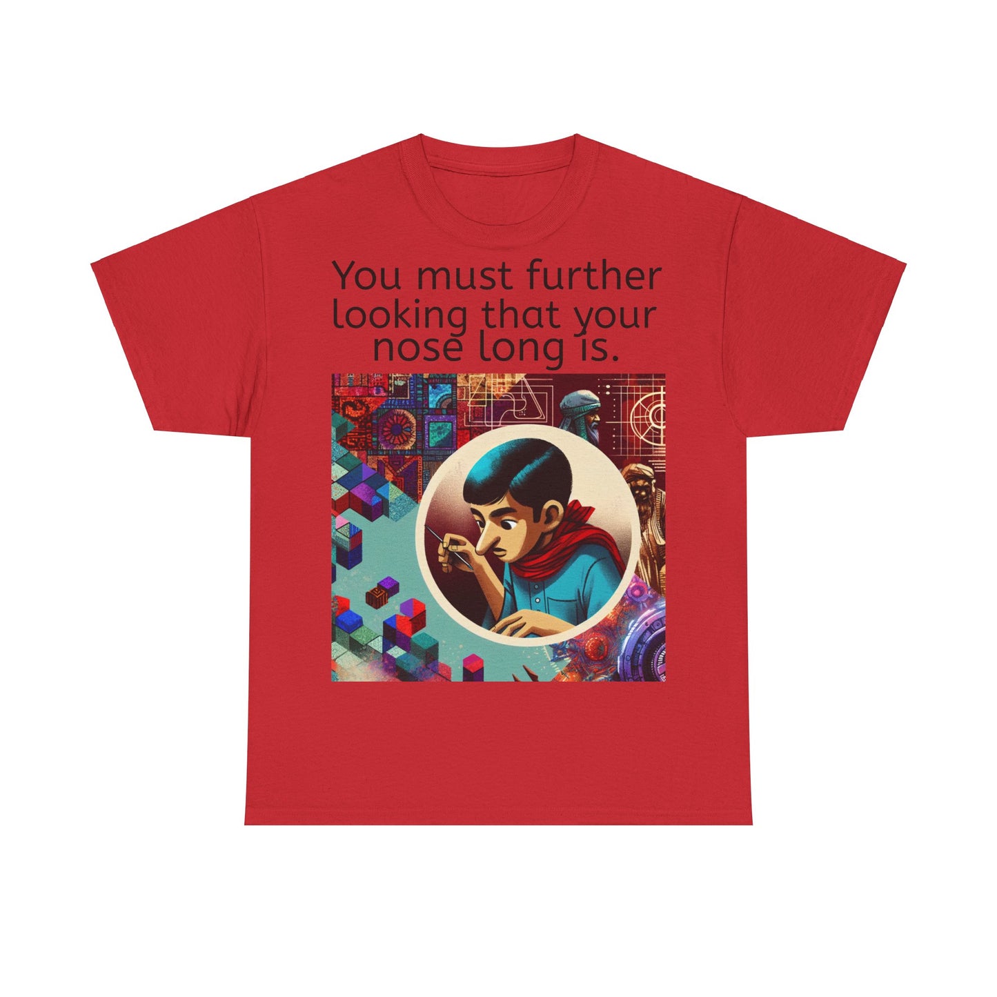 Grappige Unisex Katoenen T-Shirt - Looking further nose long - Pun Funny Dutch Shirt Language Gift Idea Leuk