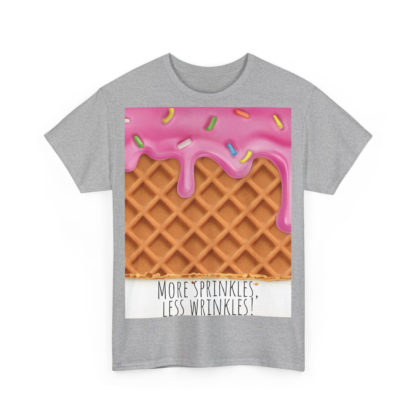 More Sprinkles Less Wrinkles Grappige woordspeling Premium T-shirt, shirt grappige woordspeling, shirt strooiselgrap, shirt minder rimpels