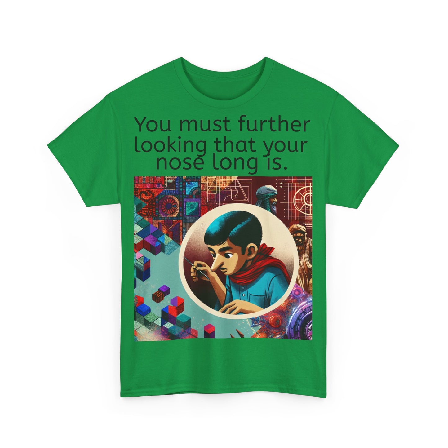 Grappige Unisex Katoenen T-Shirt - Looking further nose long - Pun Funny Dutch Shirt Language Gift Idea Leuk
