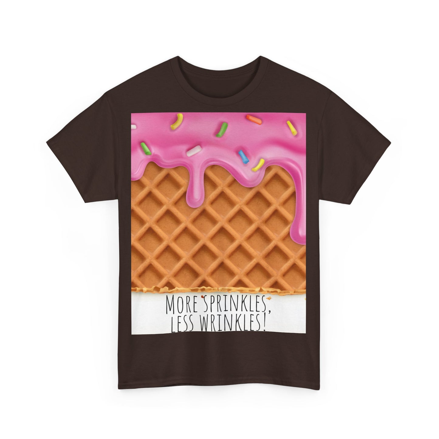 More Sprinkles Less Wrinkles Grappige woordspeling Premium T-shirt, shirt grappige woordspeling, shirt strooiselgrap, shirt minder rimpels