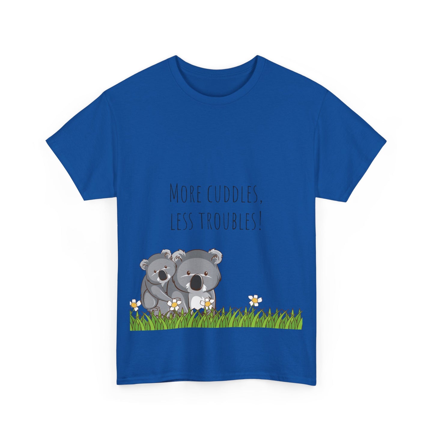 More Cuddles Less Troubles T-Shirt grappige, woordspeling Premium T-shirt, shirt grappige, shirt knuffelgrap, shirt minder problemen