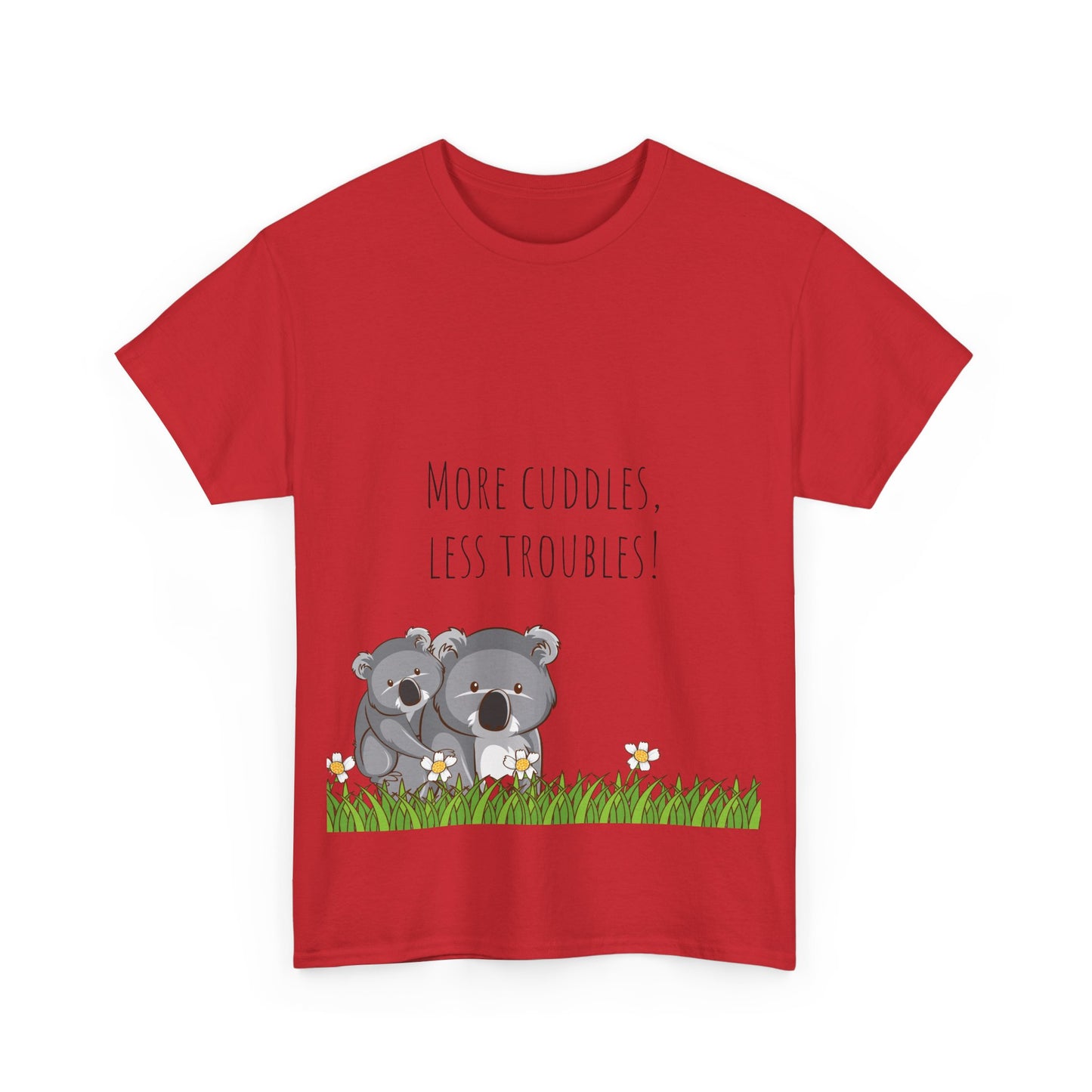 More Cuddles Less Troubles T-Shirt grappige, woordspeling Premium T-shirt, shirt grappige, shirt knuffelgrap, shirt minder problemen