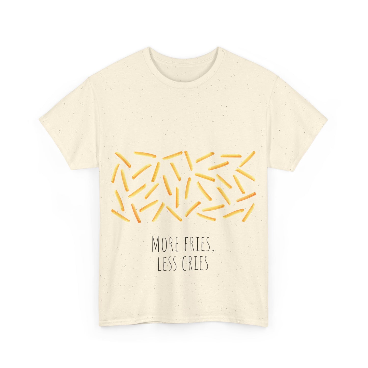 More Fries Less Cries T-Shirt grappige, woordspeling Premium T-shirt, shirt grappige, shirt food grap shirt minder problemen