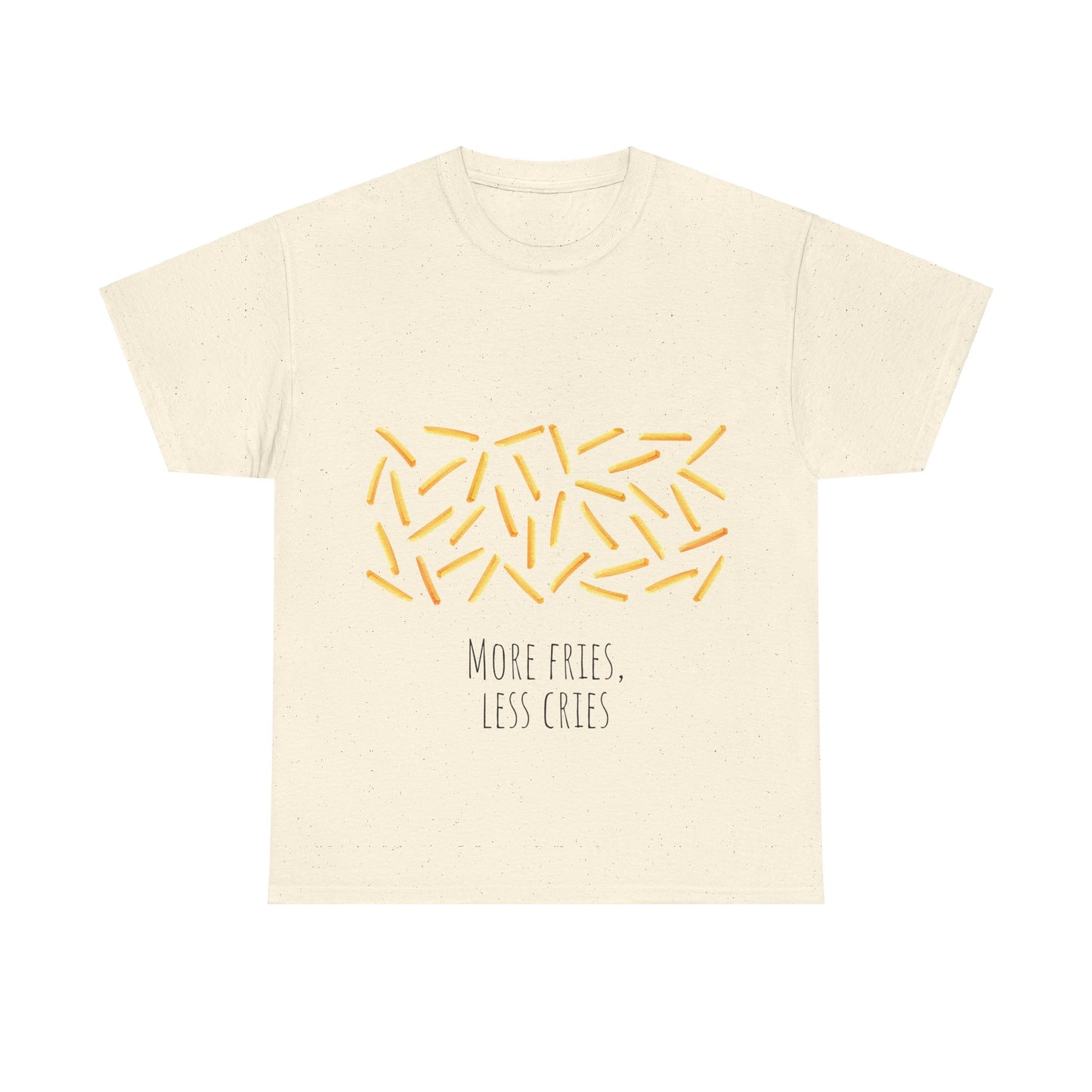 More Fries Less Cries T-Shirt grappige, woordspeling Premium T-shirt, shirt grappige, shirt food grap shirt minder problemen