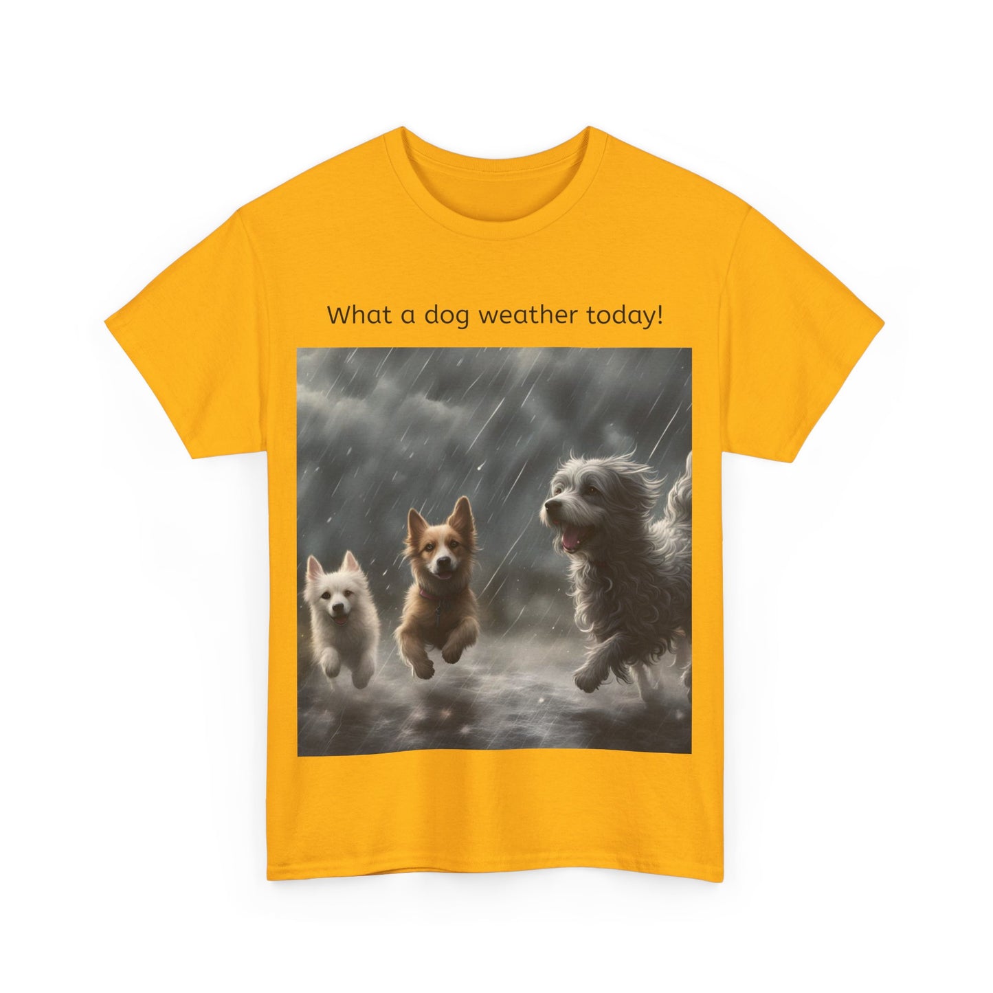 Grappige Unisex Katoenen T-Shirt - What a dog weather today! - Pun Funny Dutch Shirt Language Gift Idea