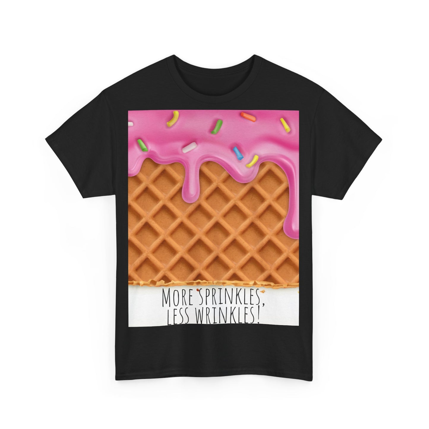More Sprinkles Less Wrinkles Grappige woordspeling Premium T-shirt, shirt grappige woordspeling, shirt strooiselgrap, shirt minder rimpels