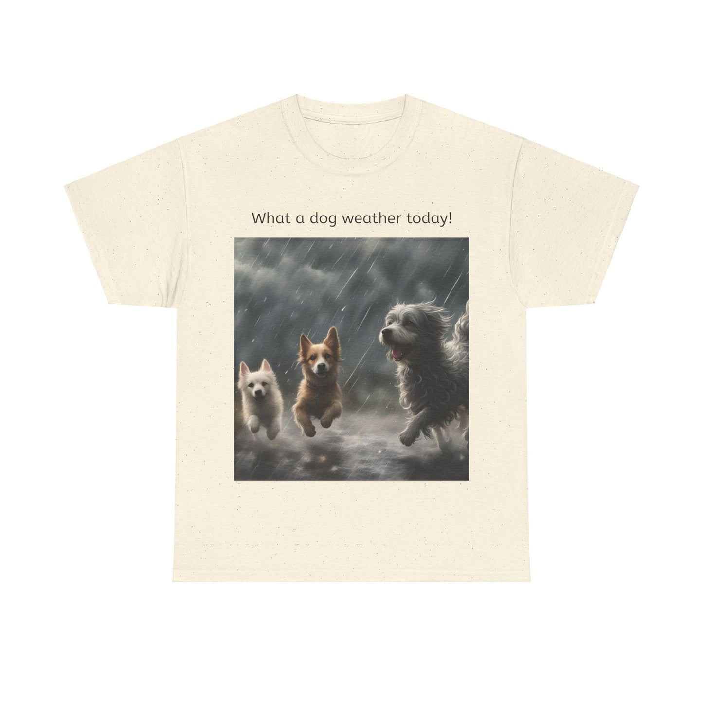 Grappige Unisex Katoenen T-Shirt - What a dog weather today! - Pun Funny Dutch Shirt Language Gift Idea