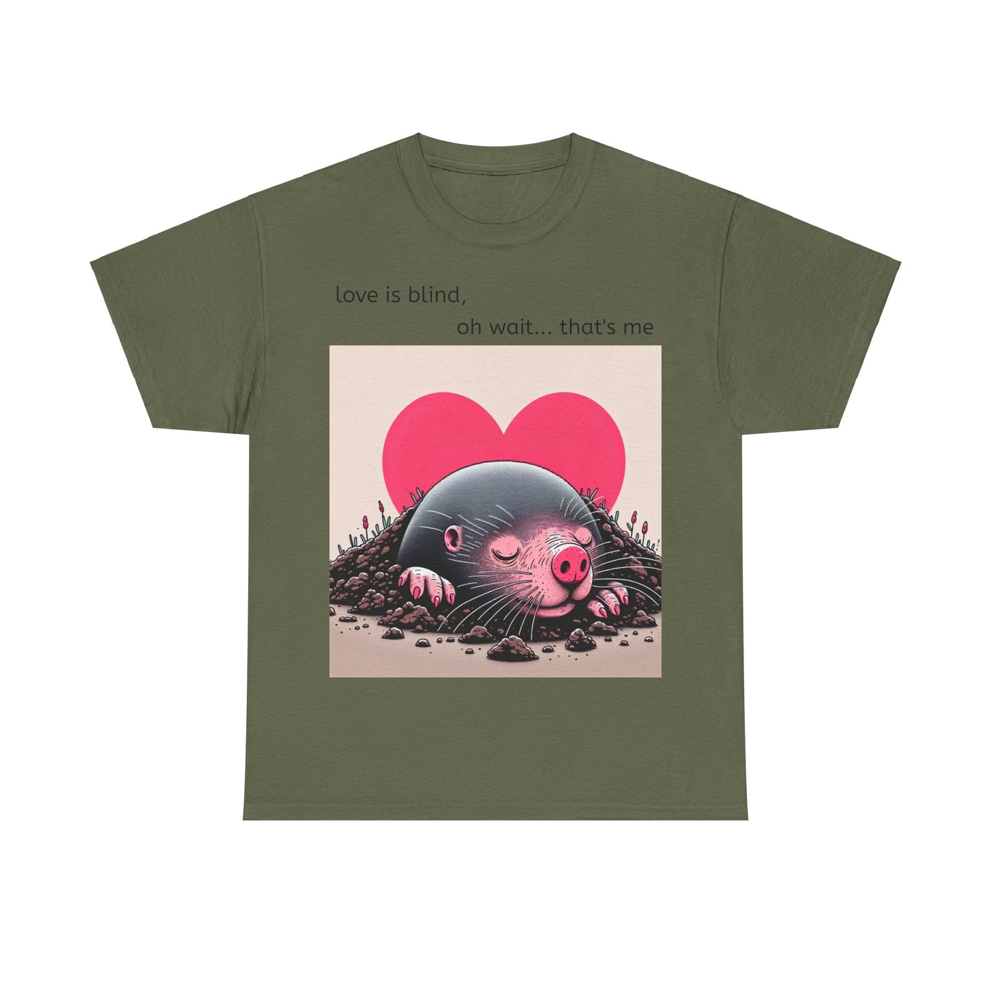 Grappige Unisex Katoenen T-Shirt - Love is blind - Pun Funny Dutch Shirt Language Gift Idea Valentines Day Love Joke Funny Valentijnsdag