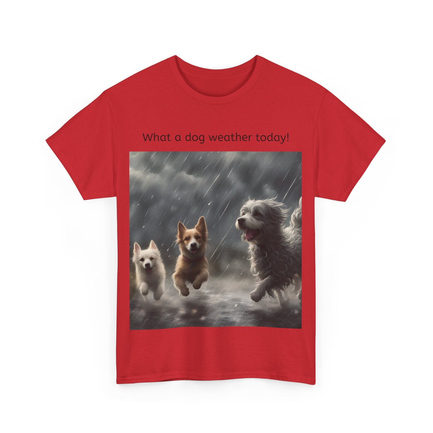 Grappige Unisex Katoenen T-Shirt - What a dog weather today! - Pun Funny Dutch Shirt Language Gift Idea