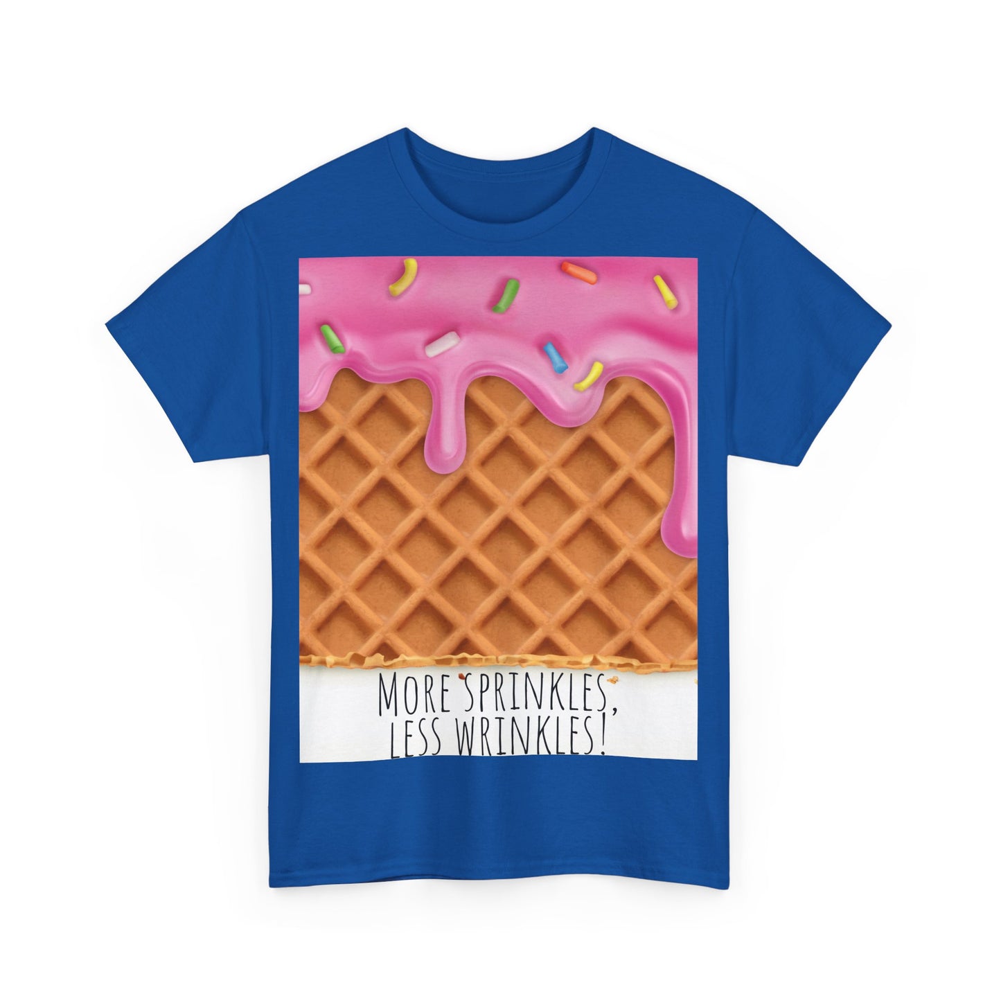 More Sprinkles Less Wrinkles Grappige woordspeling Premium T-shirt, shirt grappige woordspeling, shirt strooiselgrap, shirt minder rimpels