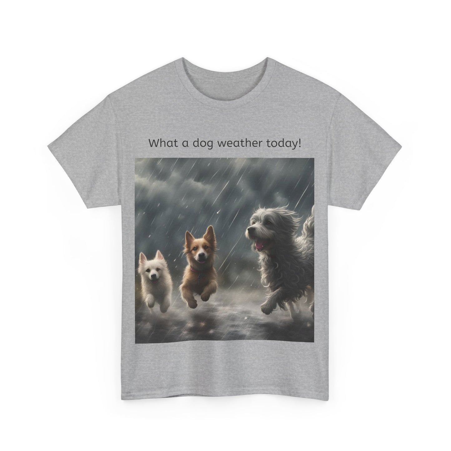 Grappige Unisex Katoenen T-Shirt - What a dog weather today! - Pun Funny Dutch Shirt Language Gift Idea