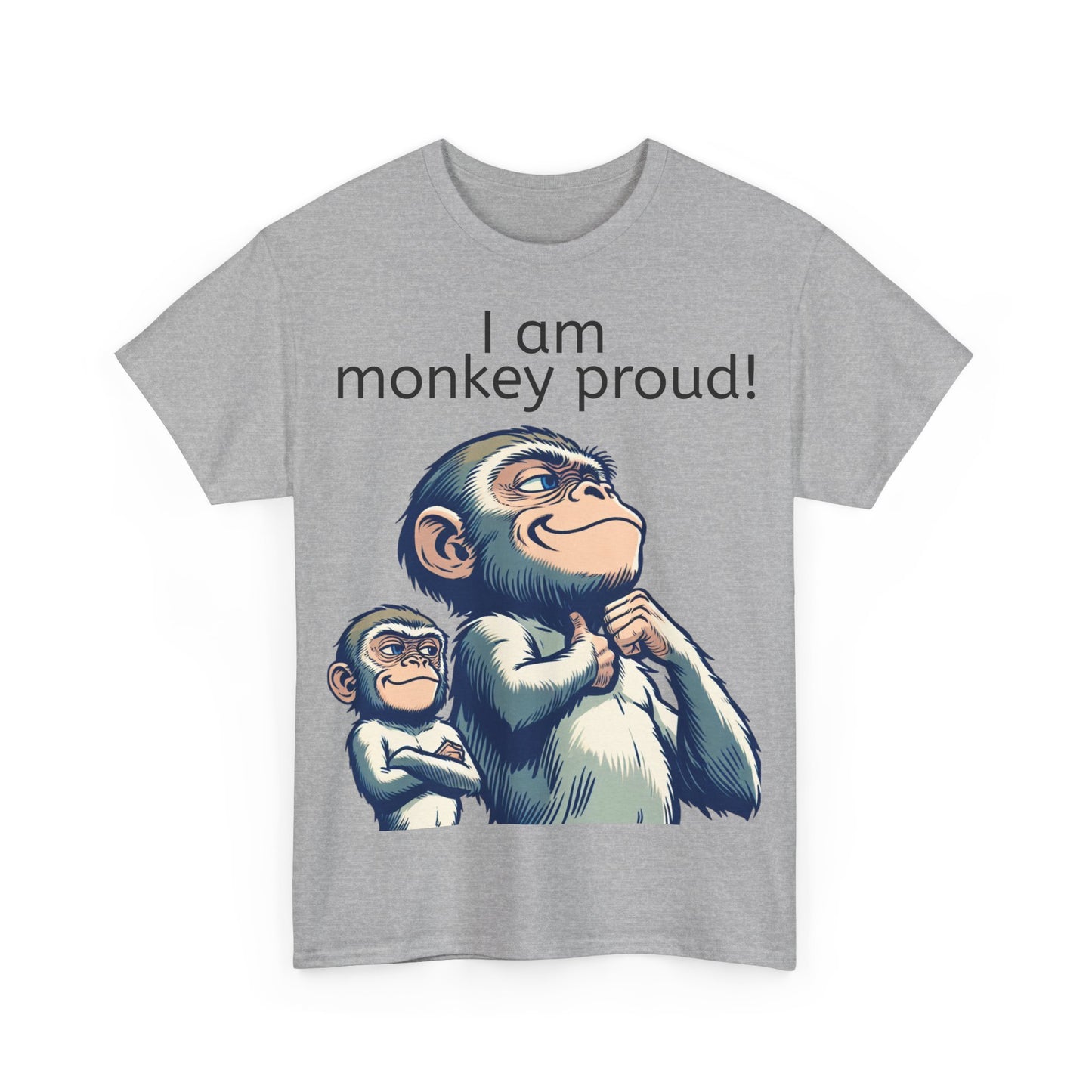 Grappige Unisex Katoenen T-shirt  - Monkey proud - Pun Funny Dutch Shirt Language Gift Idea Leuk Aap Apen Trots Proud