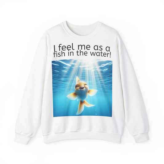 Grappige Unisex Sweatshirt Trui - Fish in the water - Pun Funny Dutch Sweatshirt Language Gift Idea Leuk Vis Water Cadeau Idee